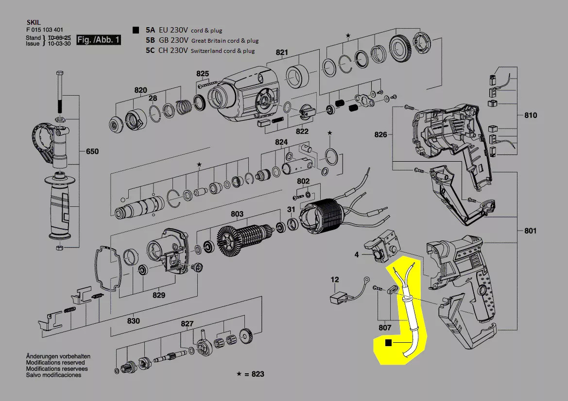Câble d\'alimentation réf. 4810003111 Skil